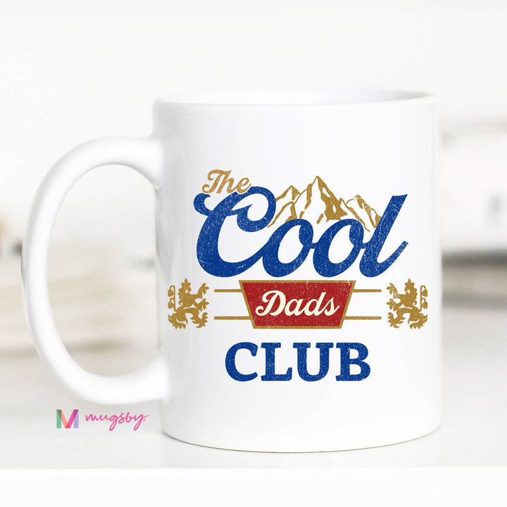 The Cool Dads Club Retro Funny Coffee Mug: Black Rim and Handle / 11oz