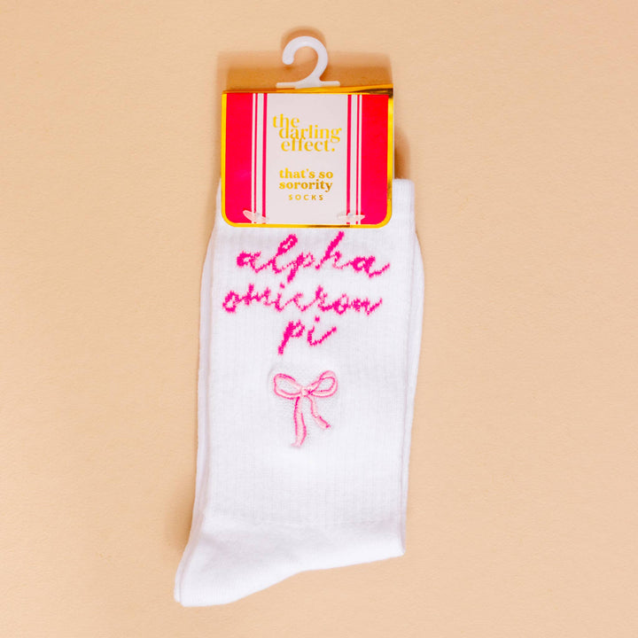 Sorority Embroidered Crew Socks: Alpha Chi Omega