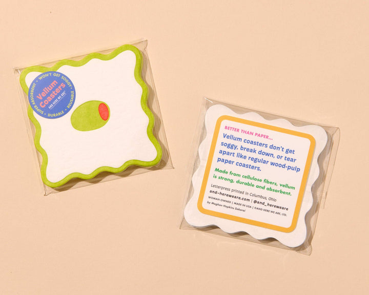 Crudite Vellum Coasters  - Olive (Set of 4)