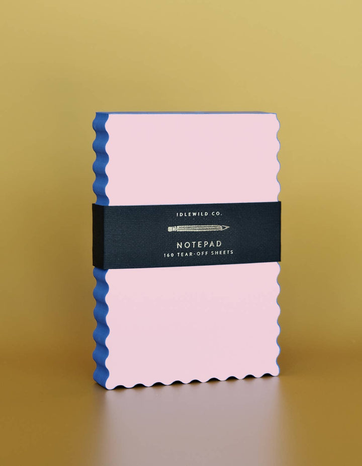 Mini Wave Shaped Notepad | Peach + Indigo Edge