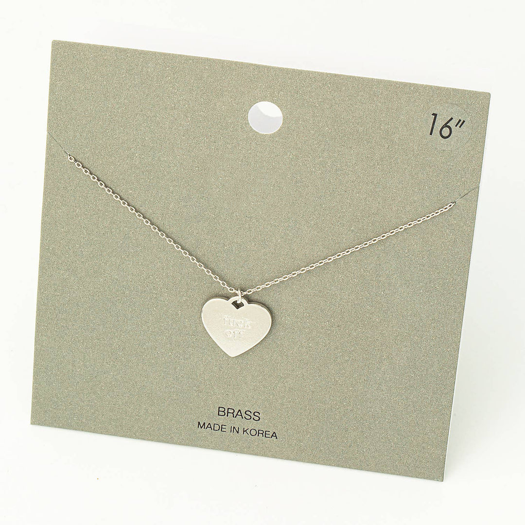 Fuck Off Heart Pendant Necklace: S