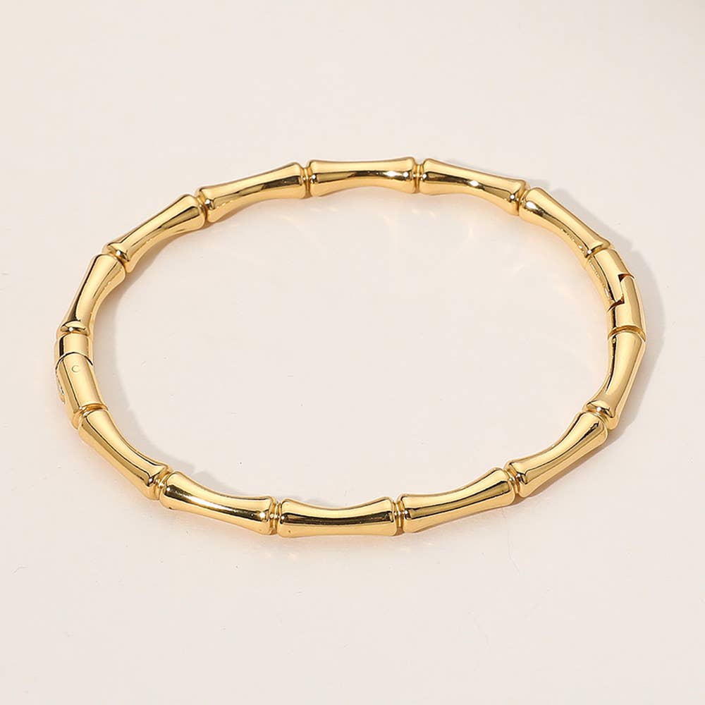 Bamboo Hinged Bangle Bracelet: Silver
