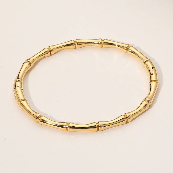Bamboo Hinged Bangle Bracelet: Silver