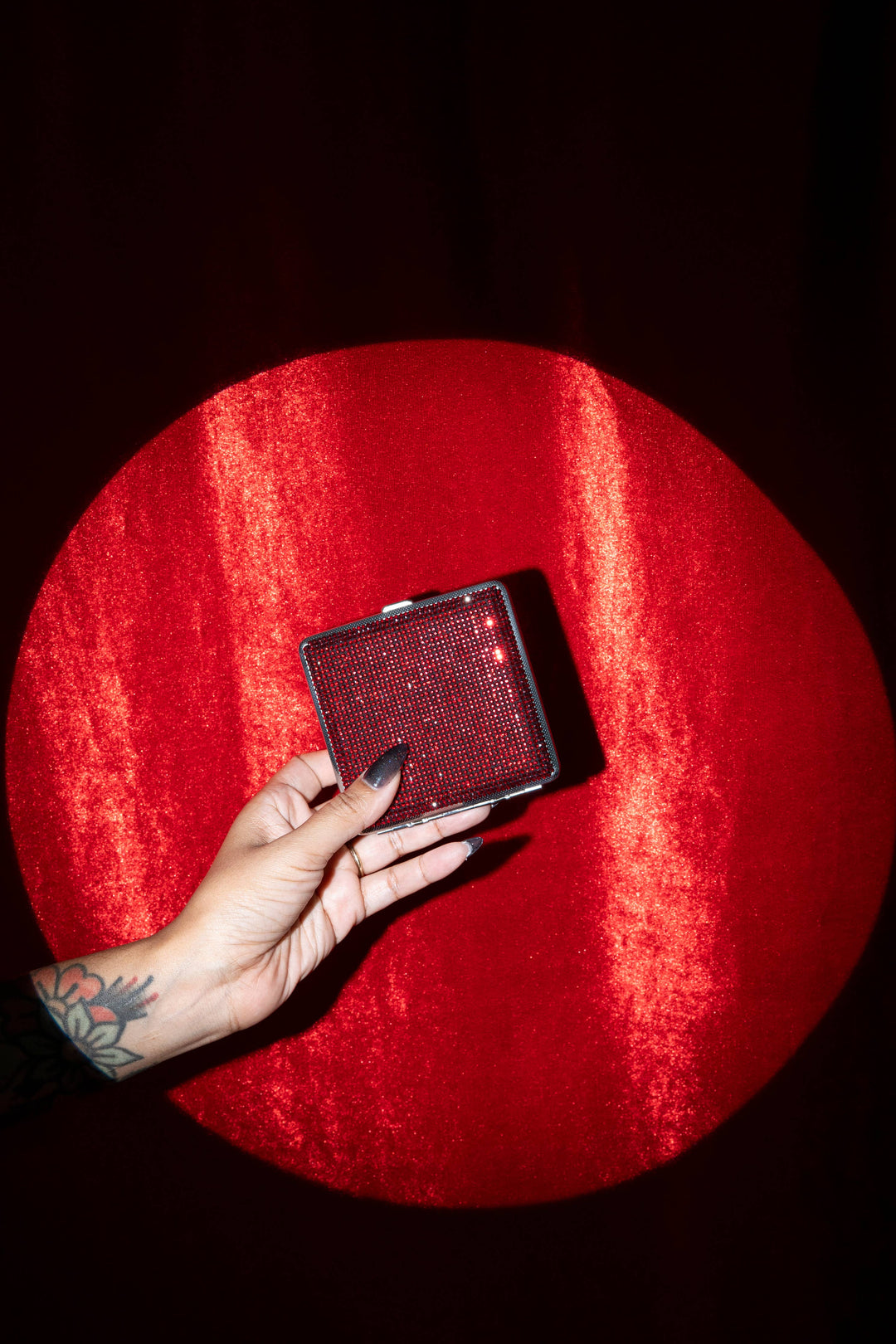 Rhinestone Cig Case- Red