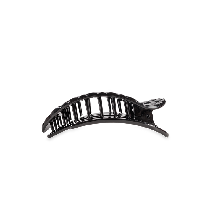 Flat Round Hair Clip | Small | Jet Black Quilted