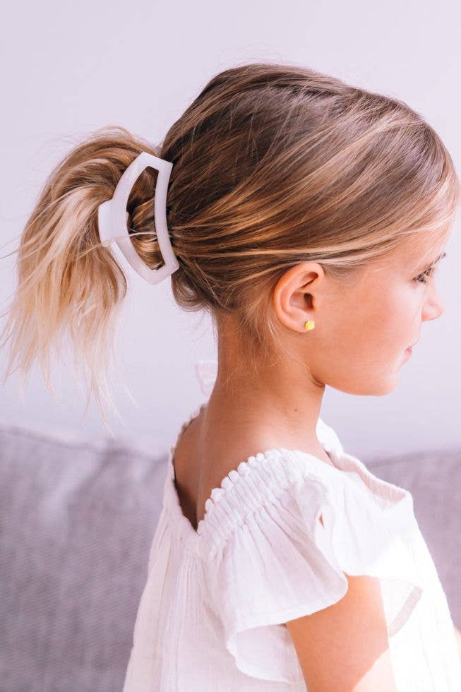 Medium Open Hair Clip-Coconut White