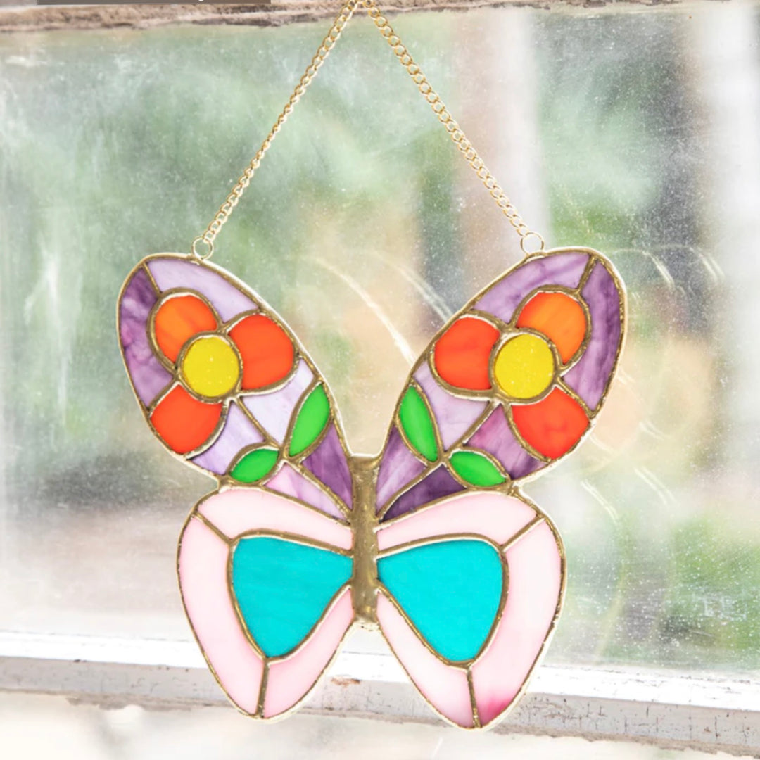 Stained Glass Window Hanging - Large Butterfly