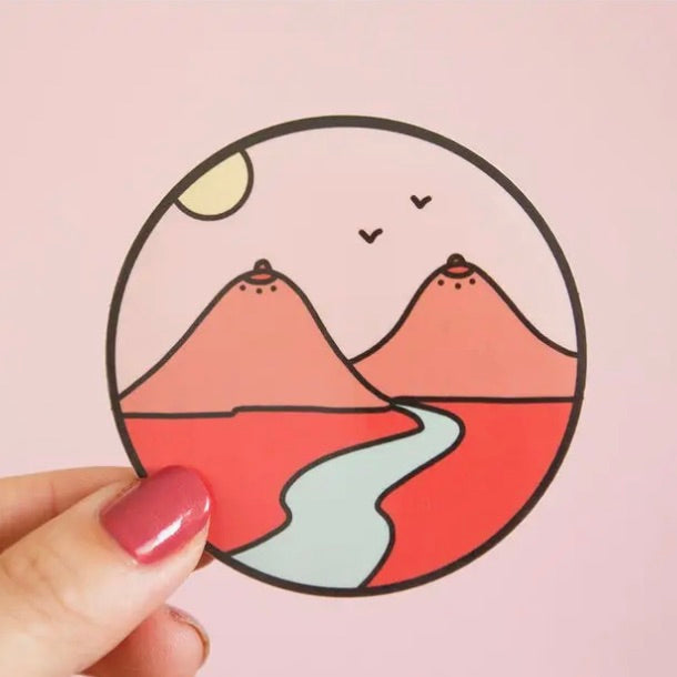 Boob Mountains - Feminist Landscape Vinyl Sticker