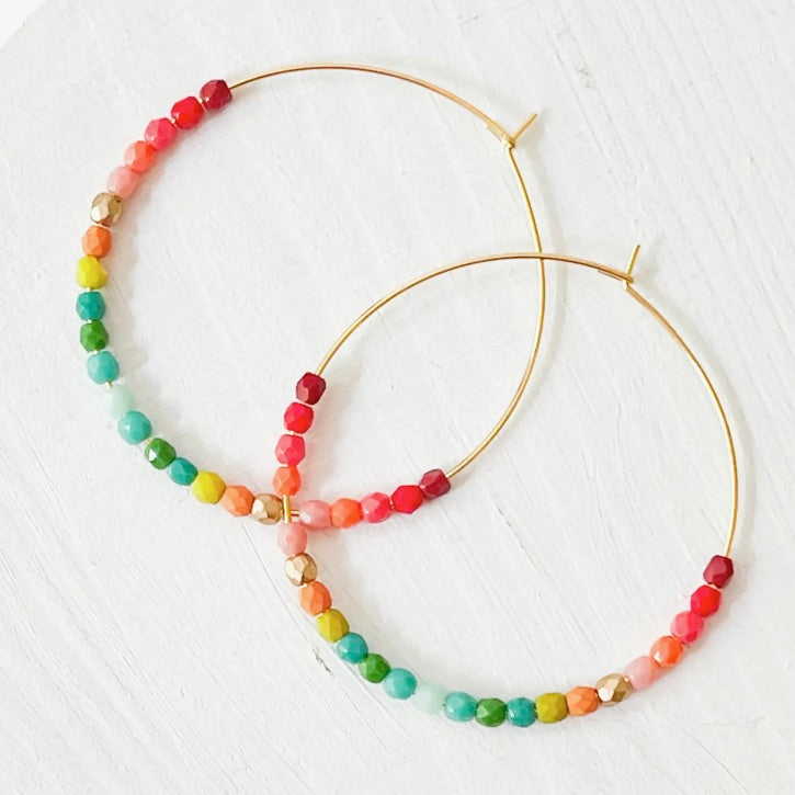 Large Ombre Beaded Hoops