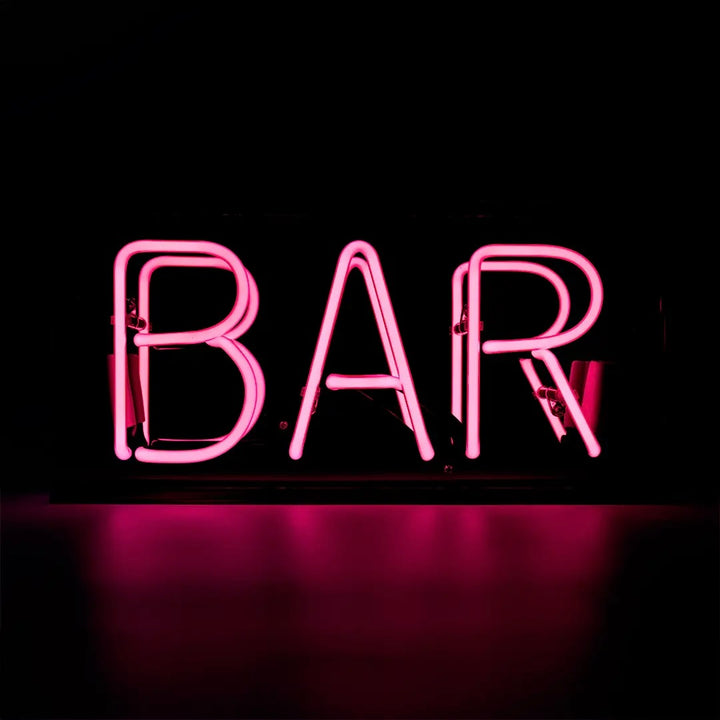 Pink 'Bar' Acrylic Box Neon Light