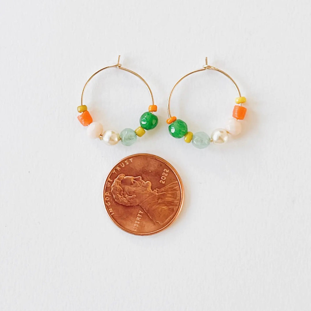 Small Gold Filled Hoops with Beads and Pearl