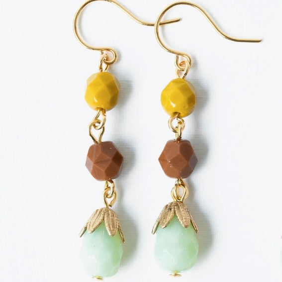 Colorful Beaded Earrings, Beaded Statement Earrings