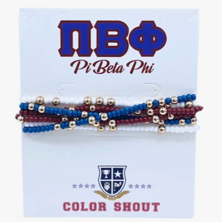 Set of 6 Beaded Sorority Stretch Bracelets