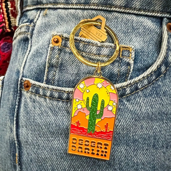 Desert Darlin Gold Plated Hard Enamel Keychain