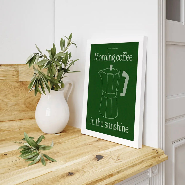 Morning Coffee In The Sunshine Retro Print A4