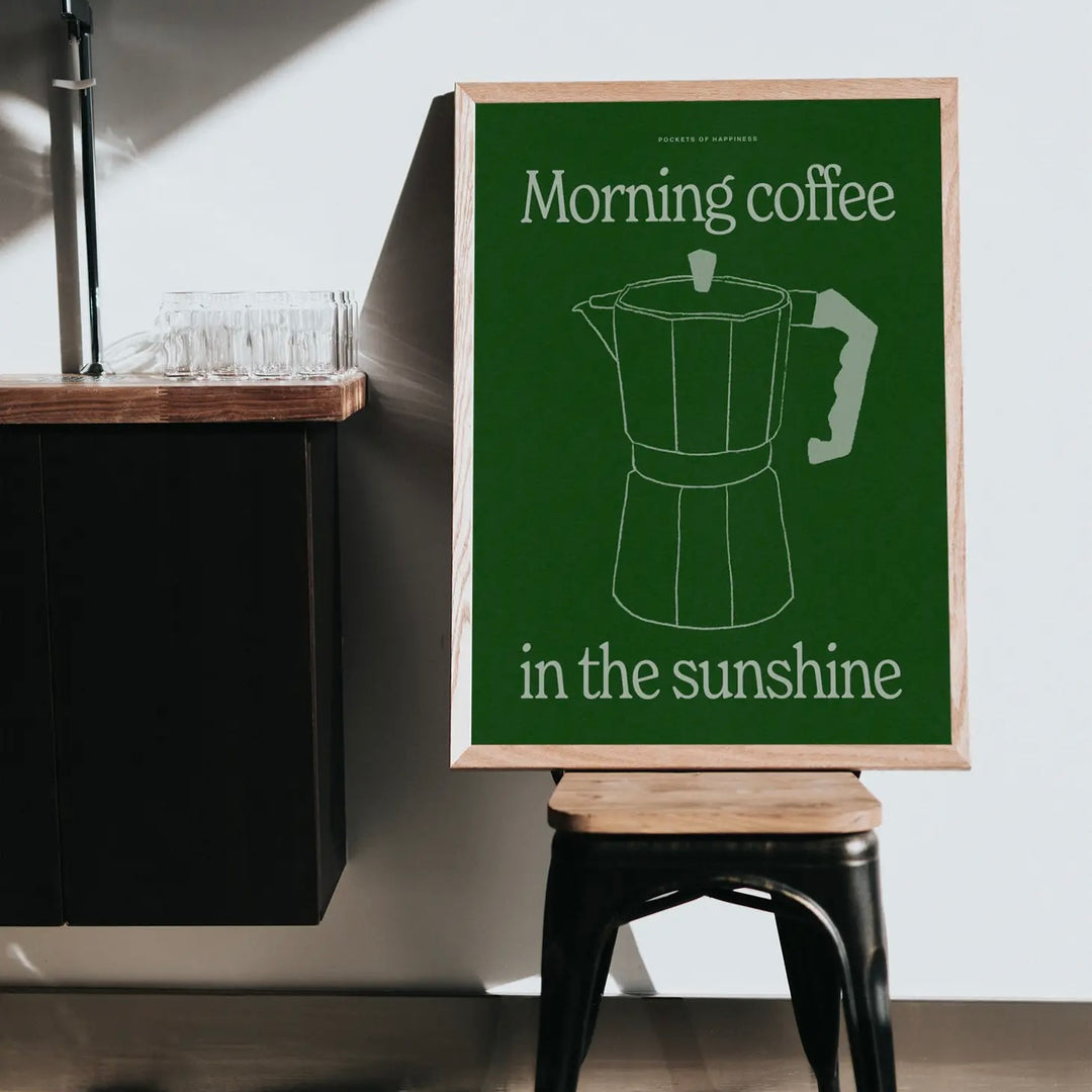 Morning Coffee In The Sunshine Retro Print A4
