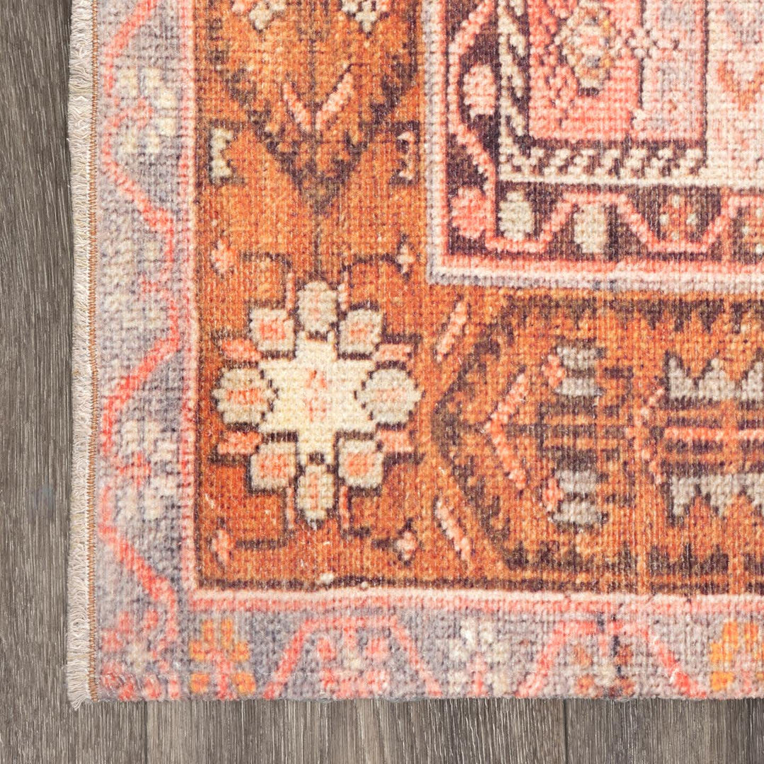 4 x 6 Orange Kamila Printed Tribal Medallion Flatweave