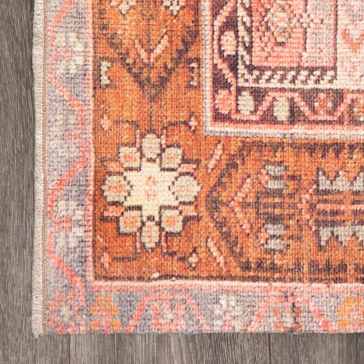 4 x 6 Orange Kamila Printed Tribal Medallion Flatweave