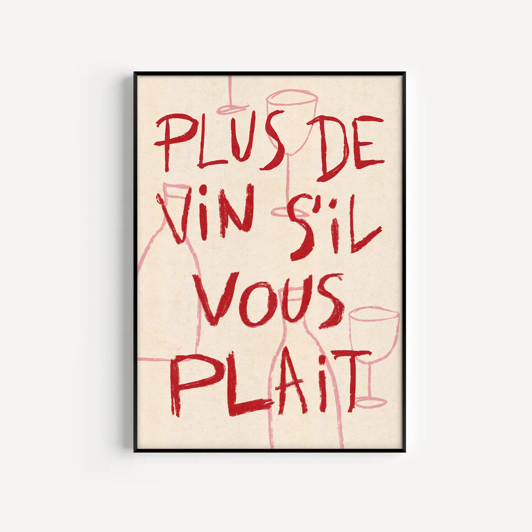 Plus de Vin - Retro Wine French Inspired Print