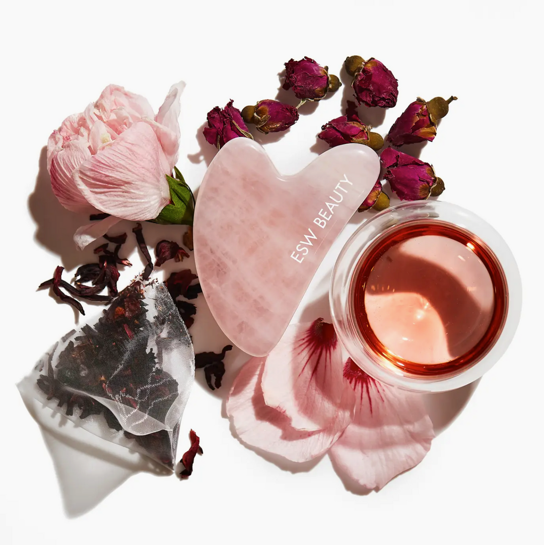 Hibiscus White Tea Rose Quartz Gua Sha