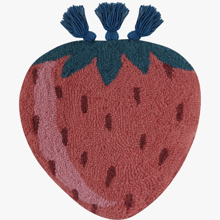Strawberry With Tassels Shaped Hook Pillow