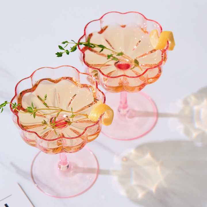 Individual Flower Wavy Petals Wave Glass Coupes