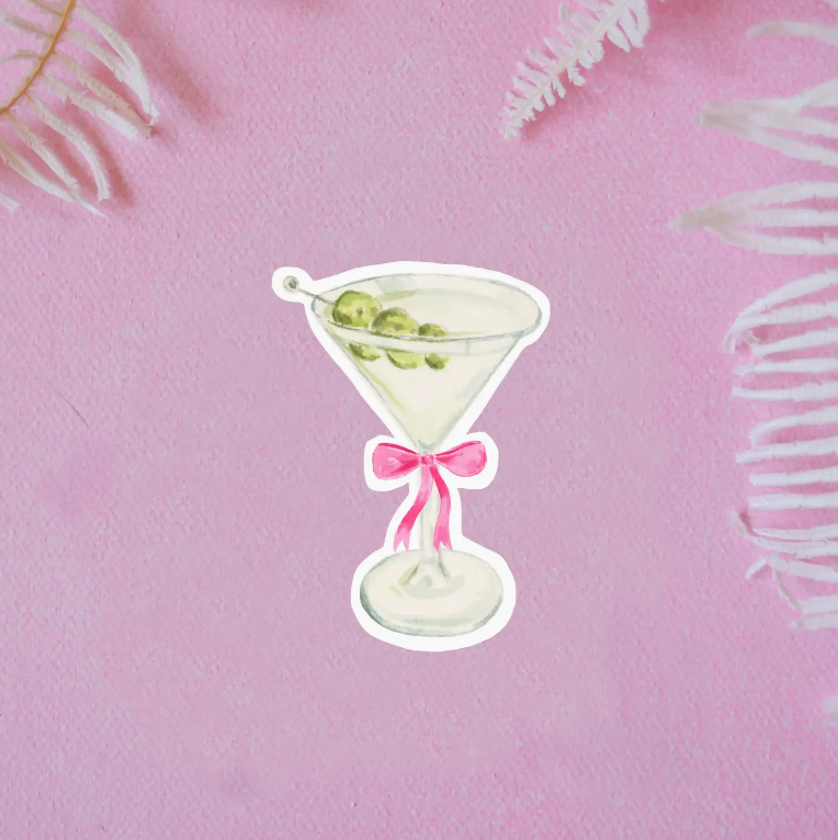 Martini Pink Bow Vinyl Sticker