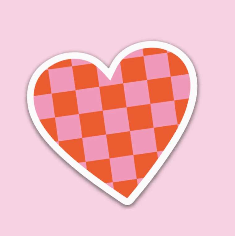 Checkered Heart Sticker