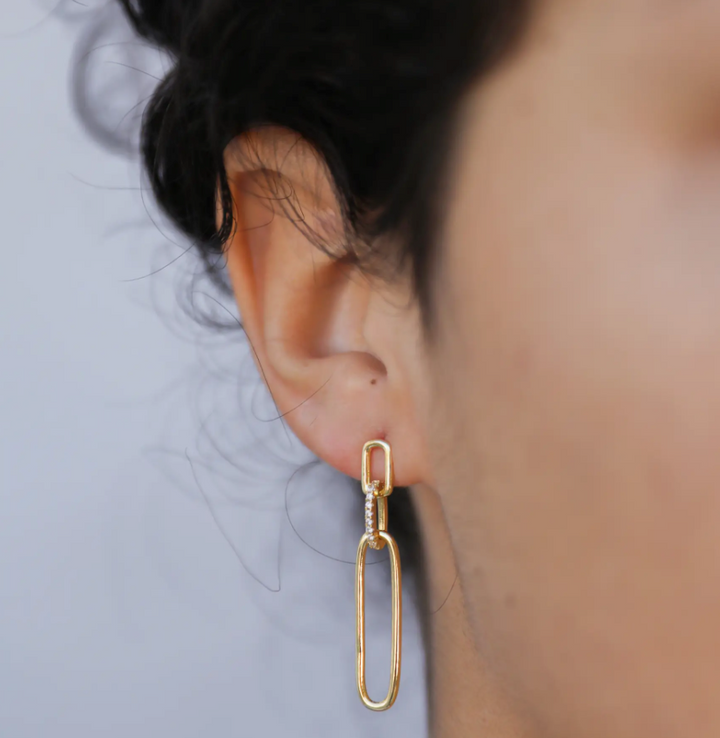 Earring - Pave Link Drop