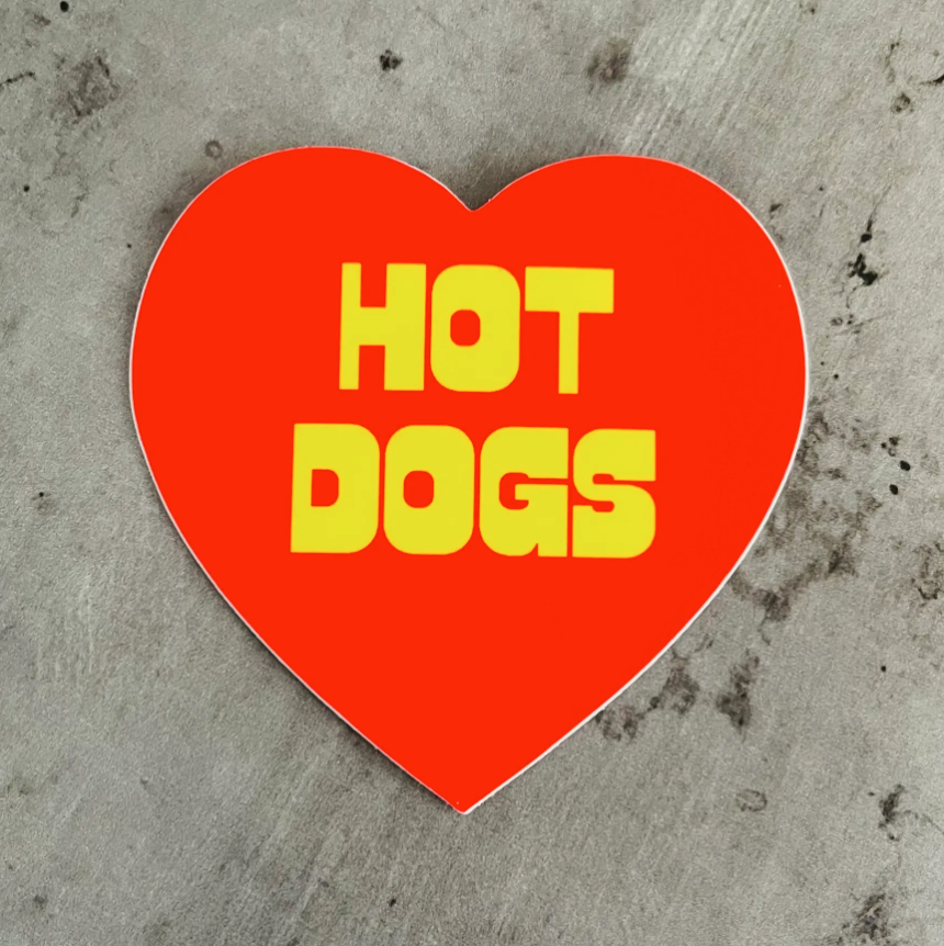 Hot Dogs Heart Sticker
