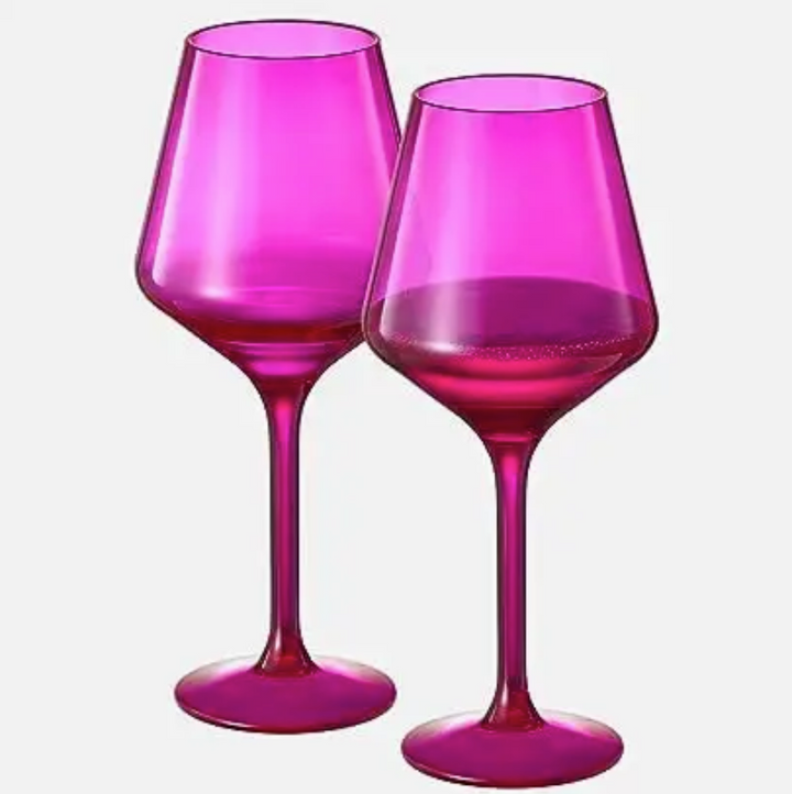 Unbreakable Acrylic, Pink Stemmed Wine Glasses