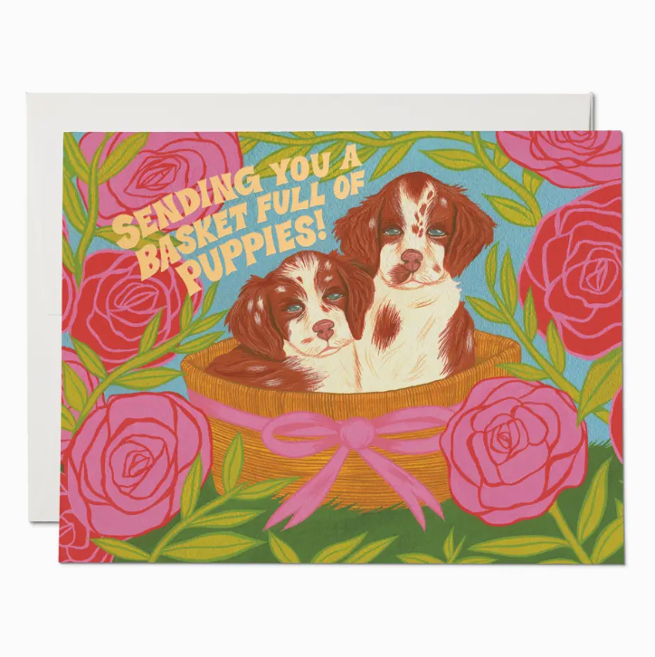 Basket of Puppies Encouragement Greeting Card