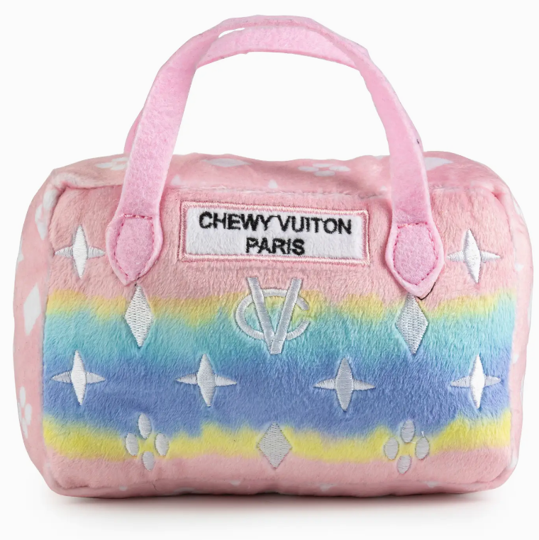 Pink Ombre Chewy Vuiton Handbag Squeaker Dog Toy
