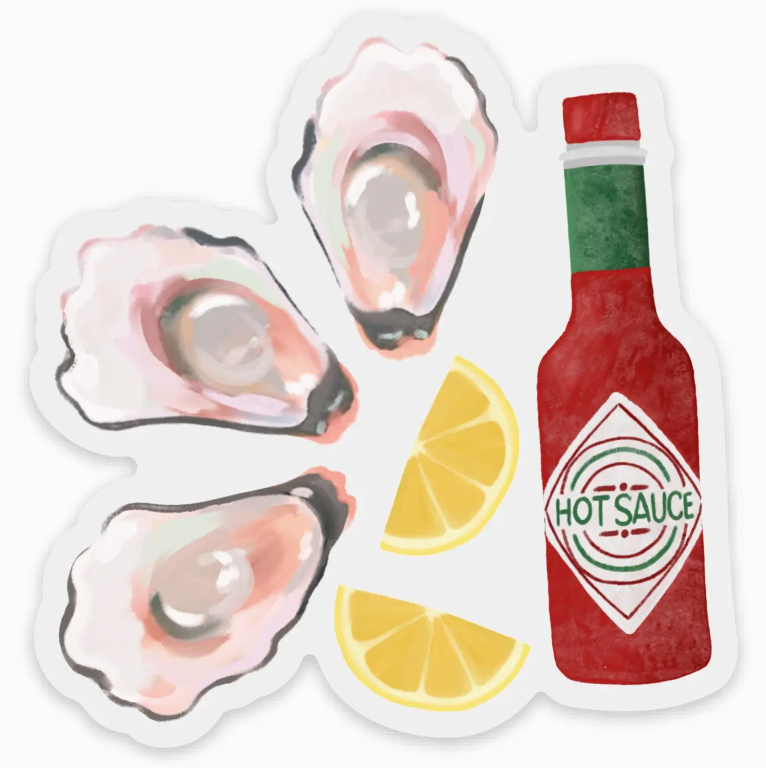 Clear Oysters & Hot Sauce Sticker