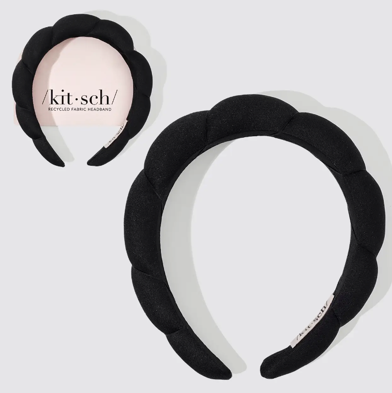 Recycled Fabric Puffy Headband- Black