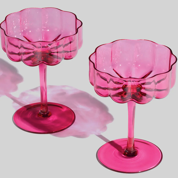 Individual Flower Wavy Petals Wave Glass Coupes