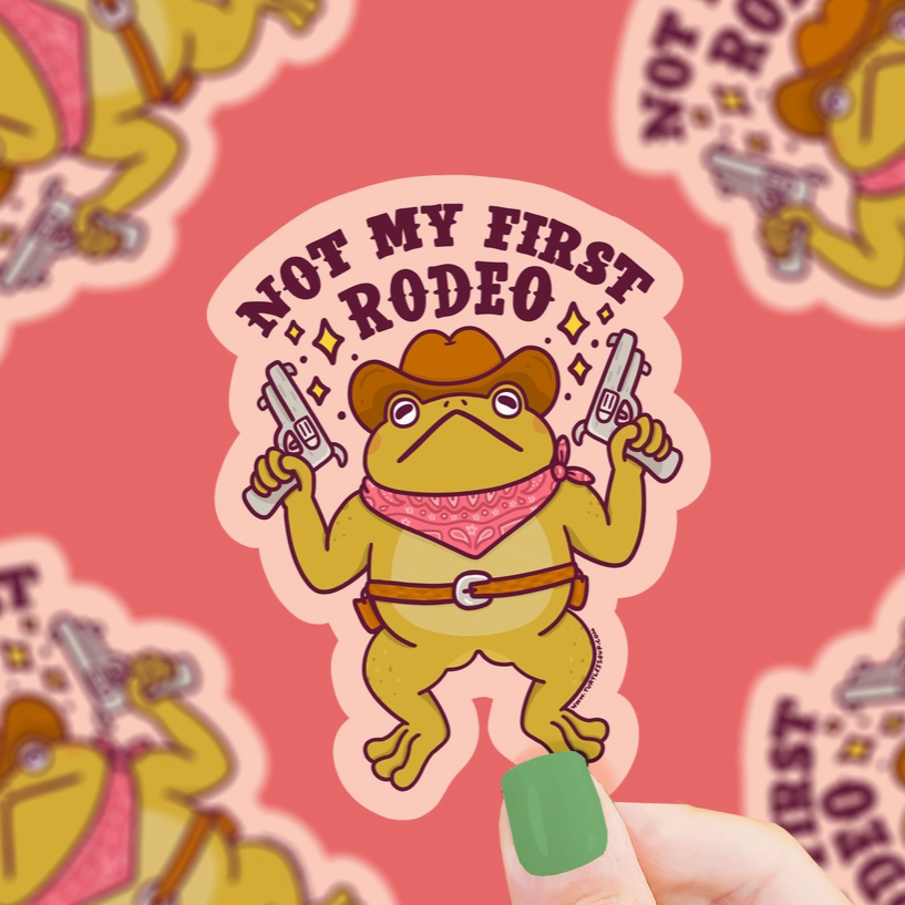 Not My First Rodeo Western Cowboy Toad Vinyl Sticker