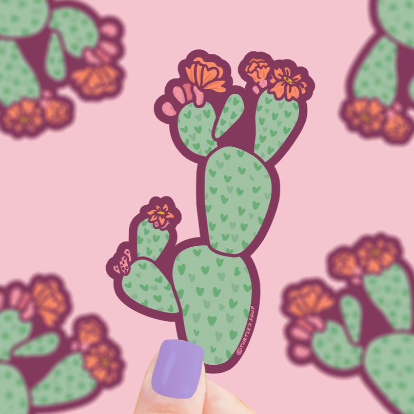 Prickly Pear Cactus Wild West Vinyl Sticker