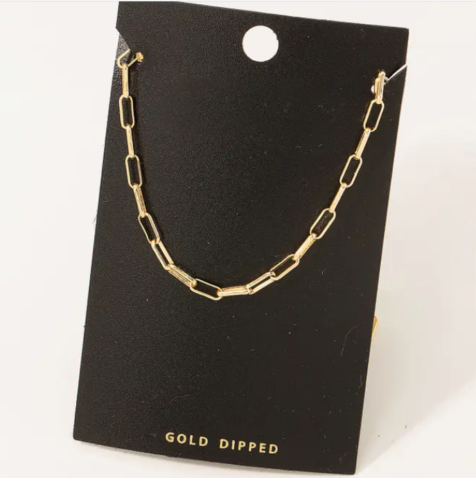 Gold Dipped Rectangle Chain Link Necklace