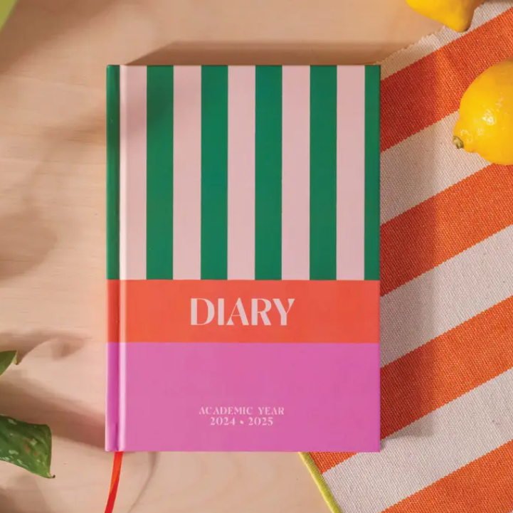 Academic Year Diary 2024-2025 | A5 Hardcover | Cabana Stripe