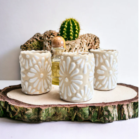 Cream + White Handmade Talavera Shot Glass