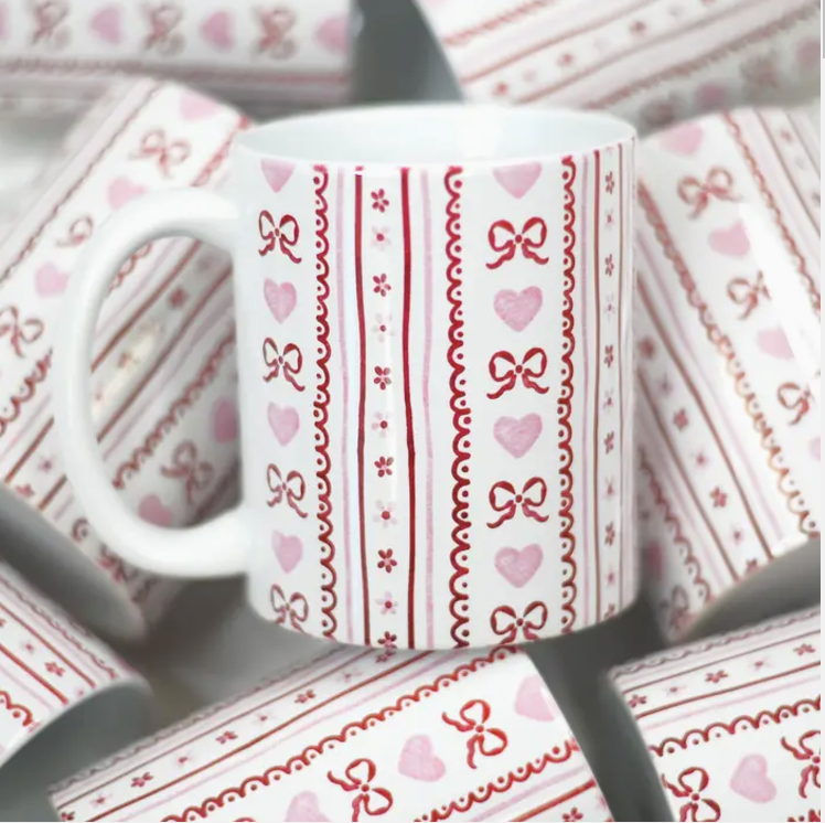 Pink/ Red Bows and Hearts Valentine's Mug