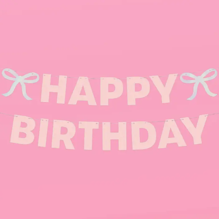 Happy Birthday Bow Banner
