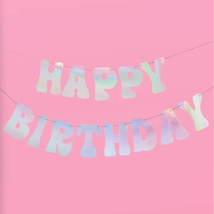 Happy Birthday Iridescent Foil Banner