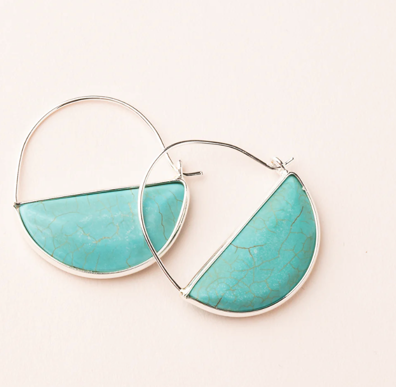 Stone Prism Hoop - Turquoise/Silver