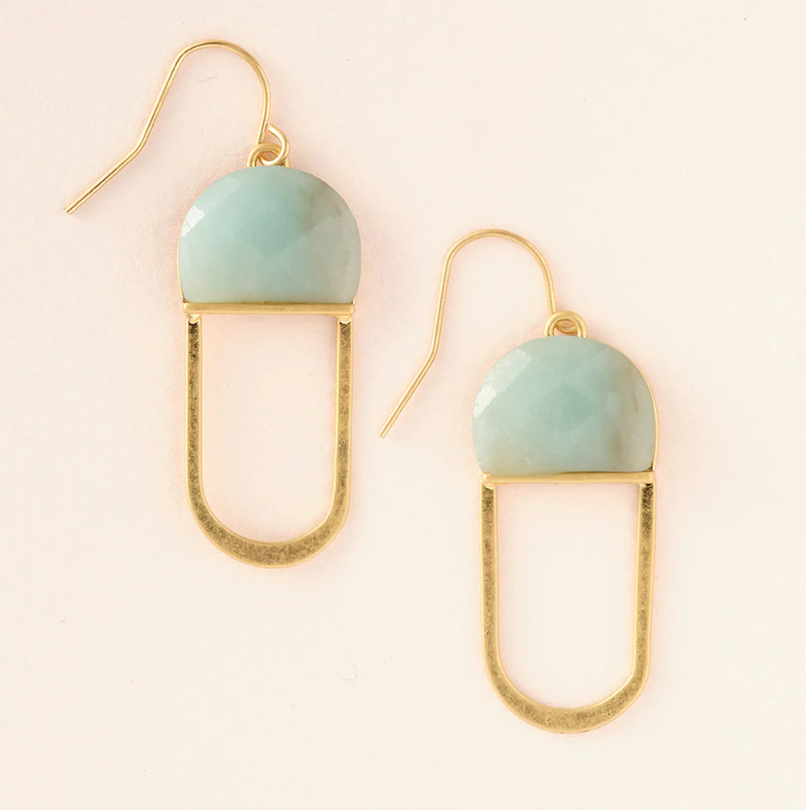 Modern Stone Chandelier Earring - Amazonite/Gold