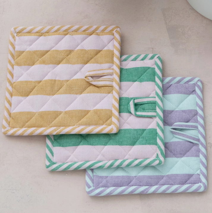 Woven Cotton Striped Pot Holder, 3 Colors
