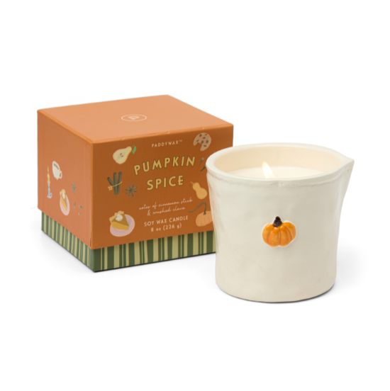 Bistro 8 oz White Ceramic With Embossed Pumpkin - Pumpkin & Spice