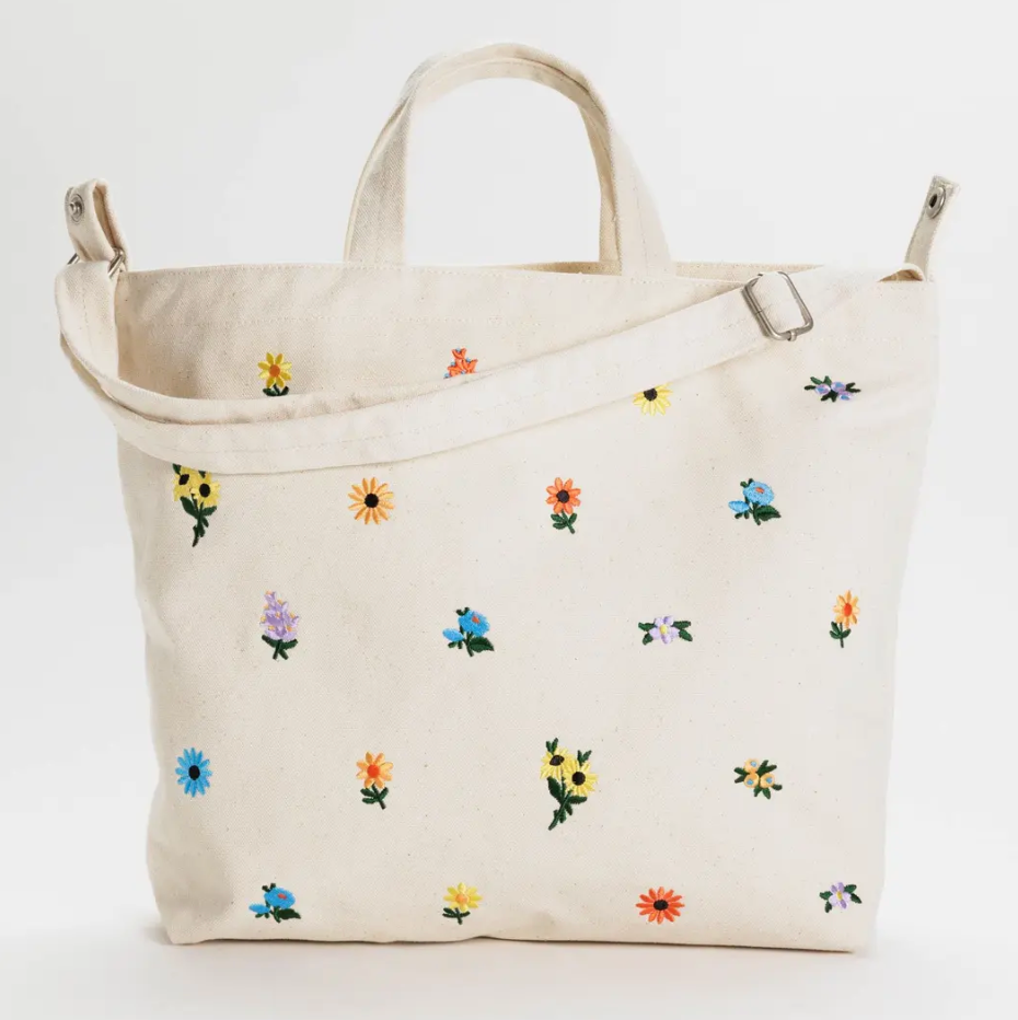 Horizontal Zip Duck Bag - Embroidered Ditsy Floral