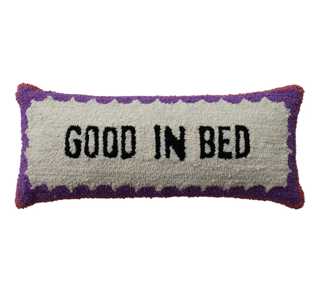 Cotton Tufted Lumbar Pillow "Good In Bed"